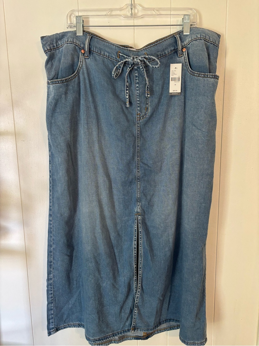 Lane Bryant Light Blue Denim Maxi Skirt with Drawstring